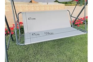 PETELA GRADINA Replacement Swing Seat Cover Garden Swing Seat Cover Hammock Chair Garden Swing Chair Outdoor Garden Chair Covers Bench Cover (120cm x47cm x47cm, Grey)