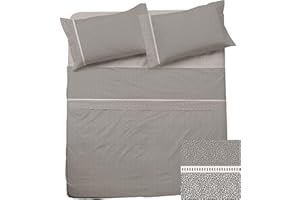il dolce stile della tua casa set completo lenzuola per letto singolo 1 piazza e mezza 130x200 cm puro cotone stampate fantasia (crono grigio)