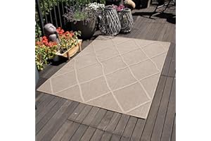 ‎CARPETTEX TEPPICH Carpettex Outdoor Teppich Wetterfest 80 x 150 cm Läufer, Sisaloptik, Beige - Ideal für Balkon, Garten, Terrasse, Camping und als Küchenläufer - Waschbarer Teppich, Boho Design, Flachgewebe