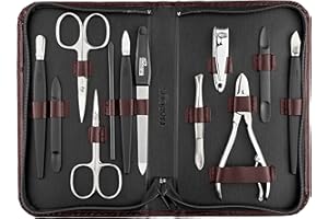 marQus Solingen Mega zestaw do manicure, pedicure, 12-częściowy – etui na paznokcie dla mężczyzn i kobiet ze wszystkim, czego potrzebujesz do pielęgnacji paznokci, w wysokiej jakości etui z prawdziwej