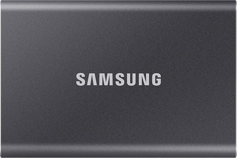 Samsung Portable SSD T7, SSD 1 TB, USB 3.2 Gen.2, 1.050 MB/s Lesen, 1.000 MB/s Schreiben, Externe SSD-Festplatte für iPhone 15 und neuer, Mac, PC, Smartphone und Spielkonsole, Grau, MU-PC1T0T/WW