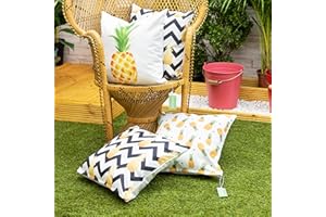 Gardenista Decorative Garden Cushion Cover Set 45x45 cm | 5 PACK | Waterproof Outdoor Cushion Covers | Soft Water - Resistant Fabric for Durability | Tropic Pineapple Collection for Gardens