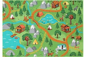 Carpet Studio Hiking Play Mat 95x133cm, Non Slip Kids Rug, Road Mat Car, Boys & Girls, Bedroom Rug Children, Washable