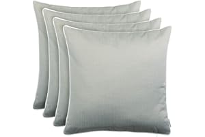 Brandsseller Lot de 4 Coussins d’extérieur 45x45 cm – Coussins décoratifs imperméables avec Passepoil en aspect Lin – Résistants aux intempéries pour Jardin, Balcon, Terrasse et Canapé - Gris Clair