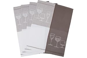 ZOLLNER 4er Set Geschirrtücher, 50x70 cm, Halbleinen, braun