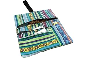 Russo Handmade: Handcrafted Fabric Tobacco Pouch and Accessories for Men and Women with Double Zipper for Tobacco and Filters, 4 Compartments (Mélange Blue)