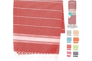 Artexia Serviette De Plage en Coton Drap De Plage Couverture Pique Nique Natte De Plage Plaid en Coton Serviette De Bain Fouta Plage Serviette De Plage XXL (Rouge)
