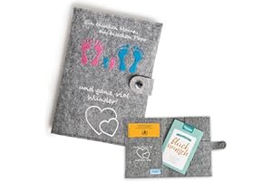‎HOMERY Homery Cover for "Mutterpass" (German document held by expectant mothers) made of Felt, High Quality Gift for Pregnancy, Birth or Baby Shower - Multiple Compartments and Fastener