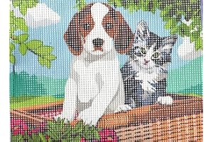 Distrifil Kit Canevas Chiot et Chaton gris