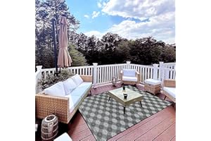 Neez Tappeto da Esterno Impermeabile - Antisabbia Plastica Coperta per Picnic, Mare, Campeggio, Terrazzo, Giardino e Balcone - 100x150 cm, Tappeto Bianco e Nero