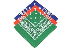 OXFORD NOVELTIES 3 Unisex Paisley Bandanas Choose from 15 Mixed Sets (Green-Orange-Royal)