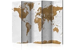 murando Paravento Mappamondo Stampa bilaterale su tela in TNT 100% Non Trasparente Parete Divisoria Interno Separatore Stanza Pieghevole Decorazioni