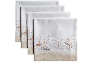 Maison d' Hermine Tovaglioli in tessuto 100% cotone (45 cm x 45 cm), tovaglioli decorativi lavabili, per Pasqua, per mangiare, cucina, campeggio, Meadow Florals, beige, primavera/estate (set da 4)