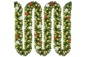 ‎CASARIA CASARIA Weihnachtsgirlande mit Beleuchtung Deko 5m 80 LEDs Beleuchtet Innen Außen Grün Weihnachtsdeko Weihnachten Girlande Tannengirlande Warmweiß