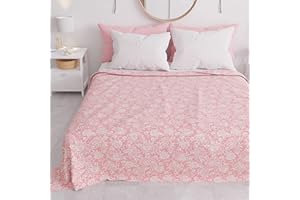 PETTI Artigiani Italiani - Copriletto Matrimoniale Primavera Estate, Coperta Leggera Matrimoniale, Lenzuola Copriletto, Pizzo Rose Rosa 100% Made in Italy