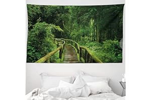 ABAKUHAUS Selva Tapiz de Pared y Cubrecama Suave, Bosque Tropical Tailandia, Decoración para el Cuarto, 230 x 140 cm, Verde