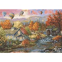 Kit Arazzo Luca-S Gold Autumn Creek Mill - Tappezzeria Decorativa Per Casa