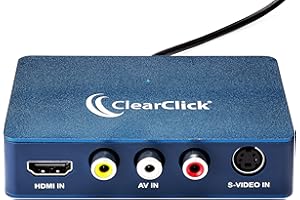 ClearClick Video to USB 1080P Audio Video Capture & Live Streaming Device - Input HDMI, AV, RCA, S-Video, VCR, VHS, Camcorder, Video8, Hi8, DVD, Gaming Systems - USB-C Plug & Play