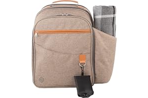 Greenfield Collection 2 Person Deluxe Insulated Backpack Cooler Lunch Bag - Picnic Bag with Cutlery/Picnic Set and Picnic Blanket; Perfect Cool Bag Rucksack for Camping/BBQ/Hiking - Grey