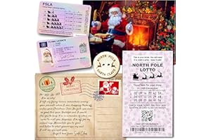 PROTECKER Plastic Santa's Claus Flying Licence + Special Postcard from Santa + Santa's Lost Button - Christmas Eve Lost Sleigh Driving Licence, Father Christmas novelty ID, Christmas Eve Box Fillers