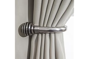 Home Harmony Decorative Curtain Holdbacks Wall Mounted Curtain Tie Backs Pack of 2 Availablie in Black or Silver (Silver, Metal Sliced)