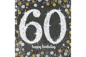 AMSCAN (PKT) Adult Gold Celebration 60th Luncheon Napkins- 16 Pack