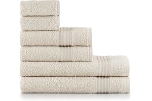 nottoc asciugamani bagno – beige sabbia / 2 teli da bagno 70 x 140 + 2 asciugamani 50 x 90 + 2 asciugamani ospiti 30 x 50 – 100% cotone, spugna, morbido e assorbente, 6 pezzi set