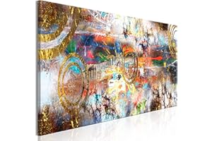 murando Quadro Astratto 135x45 cm 1 pezzo Stampa su tela in TNT XXL Immagini moderni Murale Fotografia Grafica Decorazione da parete Motivo geometrico colorato come dipinto a-A-0739-b-a