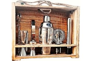 apolliner, shakers à cocktails16 Pièces, Professionnel | Shaker à Cocktail 550ml, Acier Inoxydable | Kit Cocktail,Shaker Barman,kit Cocktail | Service à Cocktail avec Coffret en Bois précieux.