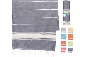 Artexia Serviette De Plage en Coton Drap De Plage Couverture Pique Nique Natte De Plage Plaid en Coton Serviette De Bain Fouta Plage Serviette De Plage XXL (Marine)
