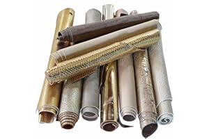 LA GARZARARA Scampoli di Pelle Miste, Stampe, Fantasie e Morbidezze Varie, Gamma dei Colori Vari, Assortimento Casuale, Misura Minima è di 20X25 - Massima 40X40 Cm (Platino, Oro e Beige, 1)