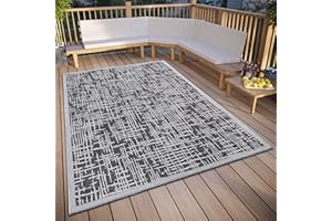 Hanse Home Telu - Alfombra Impermeable para Interior y Exterior, diseño Moderno, Resistente al Agua, Tejido Plano, para jardín, balcón, terraza, salón, Color Gris y Beige, 115 x 170 cm