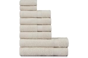 nottoc set asciugamani bagno sabbia beige - 2 teli da bagno, 4 asciugamani e 2 asciugamani per ospiti, asciugamani bagno in 100% cotone, assorbenti, morbidi, 8 pezzi