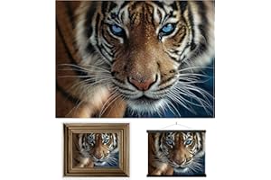 3D LiveLife Lenticular Wall Art Prints - Blue Eyes, nieoprawiony plakat tygrysa bengalskiego 3D od Deluxebase, idealny wypełniacz ścienny. Oryginalna grafika licencjonowana przez renomowanego artysty, Steve'a Sundrama!
