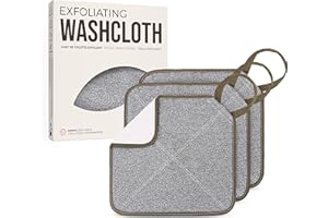 ZOMCHI 3 Pack Exfoliating Washcloths, Premium Face and Body Wash Cloths with Softness and Scrubbing on Two Sides, Bath Towels for Men and Women (Black)