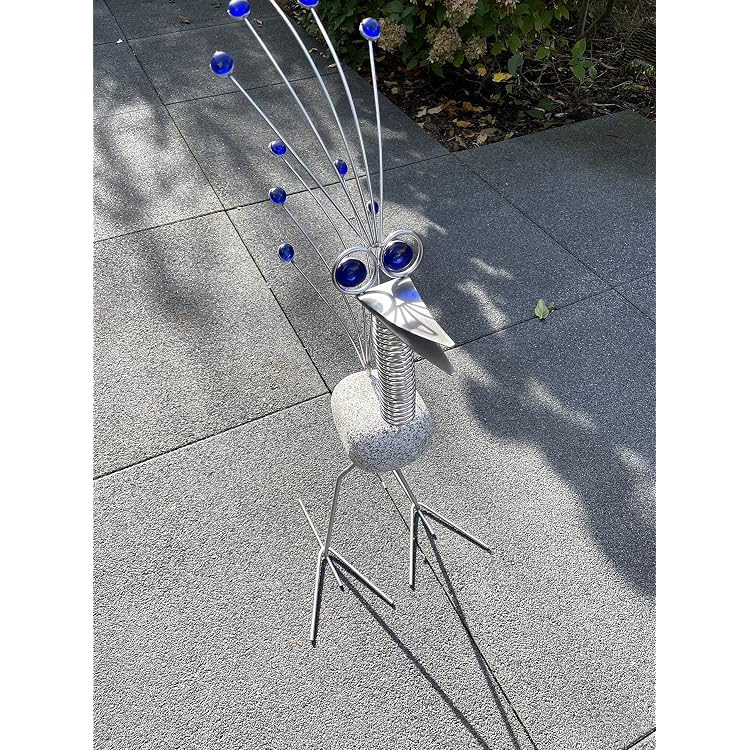 Steinvogel Set SV Mini 1 + SV 75 – 2 Gartenvögel Aus Granit & Edelstahl, Rostfrei, Dekorative Gartendeko