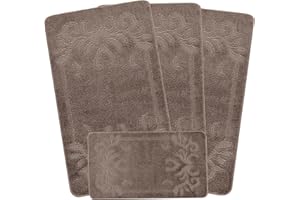 emmahome ROMANY GYPSY WASHABLE 4PCS MAT/RUG SET, CARAVAN/MOBILE HOME TOURER SIZES, 67X120CM, Mabel (Camel)