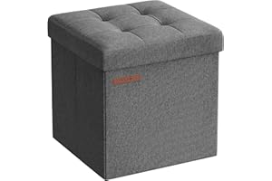 SONGMICS Storage Ottoman, Storage Bench, Footrest, Bed End Stool, for Living Room, Bedroom, 30 x 30 x 30 cm, Dark Grey LSF028G20
