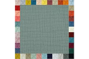 TEXTILQUALITY Hochwertiger Musselin Stoff Meterware - weicher Baumwollstoff für Kleid Baby Decke Tuch Tagesdecke Bettwäsche ÖkoTex Double Gauze uni Baumwollstoffe Dekostoff Stoffe zum Nähen Meterware 0,5m mint