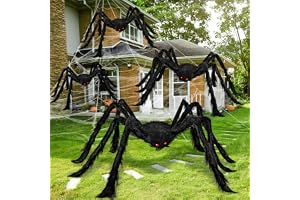JOYIN Halloweendekorationer, 4-pack, set med spindlar, utomhusdekorationer, läskiga stora spindlar, festdekor inne och ute, s