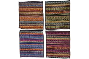 Ilkadim 8 Stück Waschlappen 100% Baumwolle, 28 x 28cm, Motiv Ethno bunt