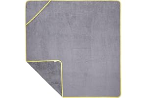 ‎SOWEL Sowel® Kapuzenhandtuch, 100% Bio-Baumwolle, Badetuch mit Kapuze für Erwachsene, Kinder und Babys, Größe 140x140 cm, Grau/Gelb