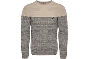 Karl´s People Herren Strick-Pullover Rundhals mit Logopatch | Männer Winter-Pullover |stylischer Herren Strick-Pulli | Warmer Männer Pulli Grobstrick| Herren Basic Longsleeve Sweatshirt Sweater K-114