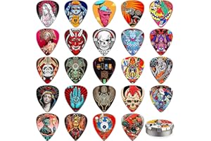 K KAREZOG Plektrum 24 Stück,Guitar Picks 0.46/0.71/0.96/1.20mm 4 Verschiedene Stärke Zelluloid Gitarren Plektren,Gitarren Plectrum für Akustikgitarre, E-Guitar, Bass,Ukulele(Mix-3)