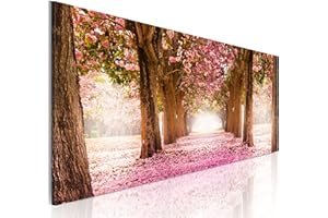 CUADROS B&D XXL murando Cuadro en Lienzo Bosque Flores 120x40 cm 1 parte impresión en material tejido no tejido cuadro de pared impresión artística fotografía gráfica decoración Naturaleza Paisaje c-A-0052-b-b