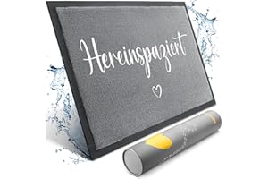 ‎BODENSTÄNDIG Bodenständig® Hereinspaziert Fußmatte [Waschmaschinenfest] in 40x60cm - optimale Größe für die Haustür. Schmutzfangmatten innen, Welcome mat Spruch und Herz