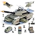 XDUOYJOY Military Tank Toys Set, Army Toys with 7 Vehicles, Trucks and Helicopters, Birthday Gift for 4-7 Year Old Boys, Easy to Store