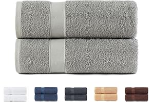 Todocama - Set di 2 asciugamani da bagno grandi, 100% cotone da 550 g/m², extra morbidi, altamente assorbenti e ad asciugatura rapida, 70 x 140 cm, colore grigio chiaro