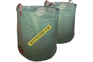 7DOO 2x300L Sacchi Giardinaggio RINFORZATI. Resistente Sacco Pieghevole da Giardino con DOPPIO FONDO. Raccogli Erba tagliata, foglie. Prodotto di Qualità Professionale, In Polipropilene Riutilizzabile