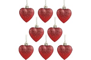 Christmas Concepts® 8 x 60 mm (2.4") Brillo Rojo en Forma de corazón del árbol de Navidad de Las chucherías